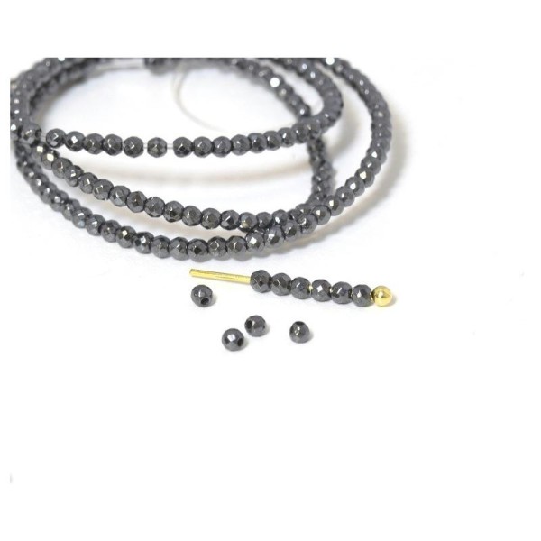 20 Perles Noires À Facettes En Hématite Synthétique - Forme Géométrique Octogonale - Photo n°1