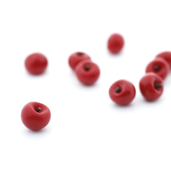 2 Petites Pommes Rouges Miniatures Fimo - Décoration Gourmande En Résine - Photo n°1