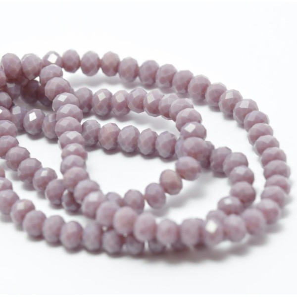139 Perles T 4x3 Mm, Trou: 1 Mm-  Violet Parme À Facettes En Verre Imitation Jade  4x3 Mm, - Photo n°1