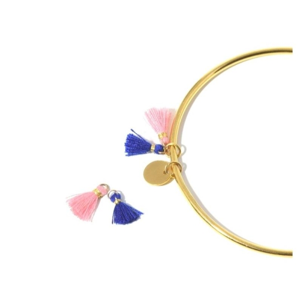 2  Mini Pompons Rose Et Bleu 10 Mm - Pour Bijoux, Couture Ou Déco - Photo n°2