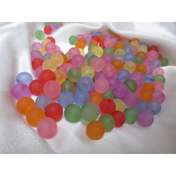 Perles acryliques,10 mm de diamètre,aspect givré,mixe couleurs,100 pièces - Photo n°4