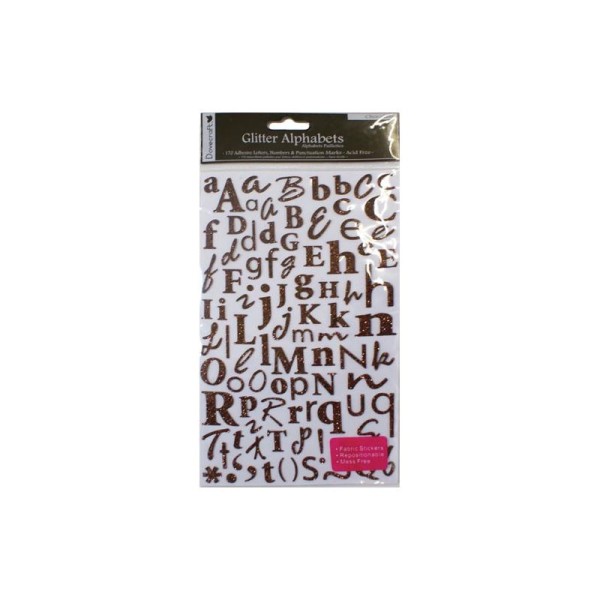2 Planches de stickers glitter lettres, chiffres et ponctuations chocolat - Photo n°1