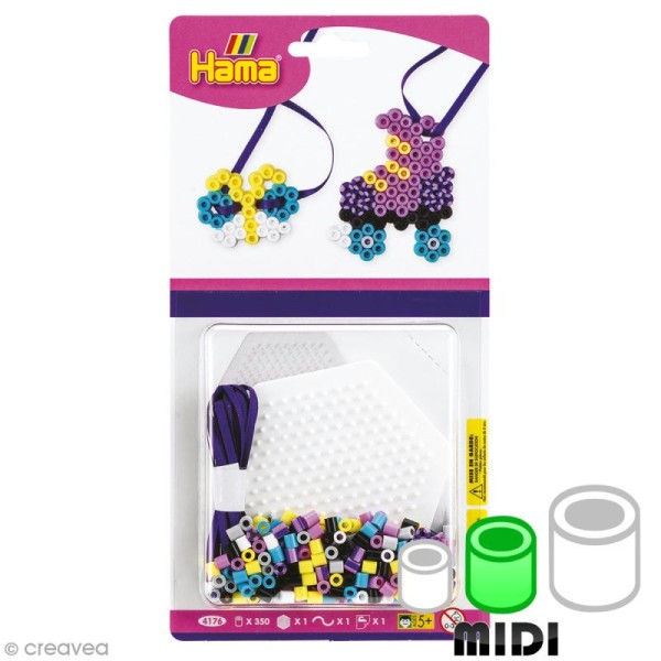 Mini kit Perles Hama Midi - Papillon et patin à roulettes - 350 perles - Photo n°1