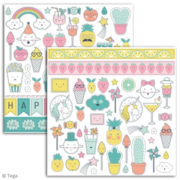 Stickers Toga - Happy Days - 2 planches de 15 x 15 cm - Photo n°2