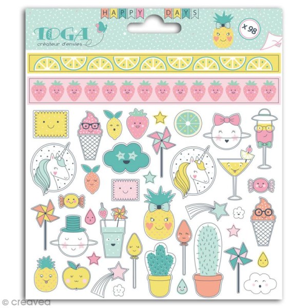 Stickers Toga - Happy Days - 2 planches de 15 x 15 cm - Photo n°1