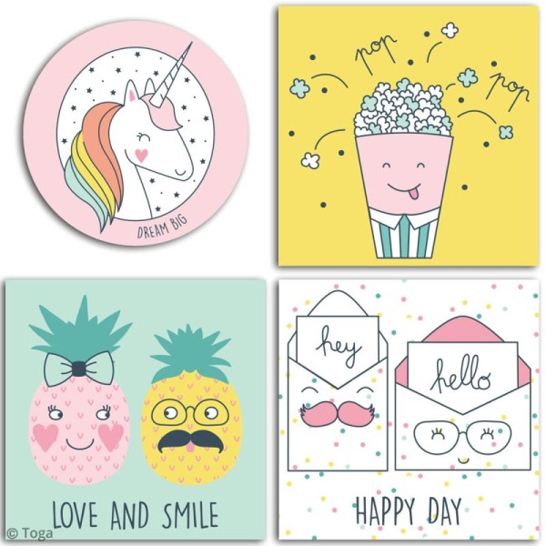 Grands stickers Toga - Happy Days - 10 x 10 cm - 4 pcs - Photo n°2