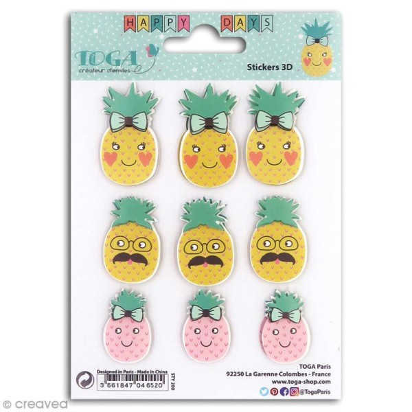 Stickers 3D Toga Happy Days - Ananas - 9 pcs - Photo n°1