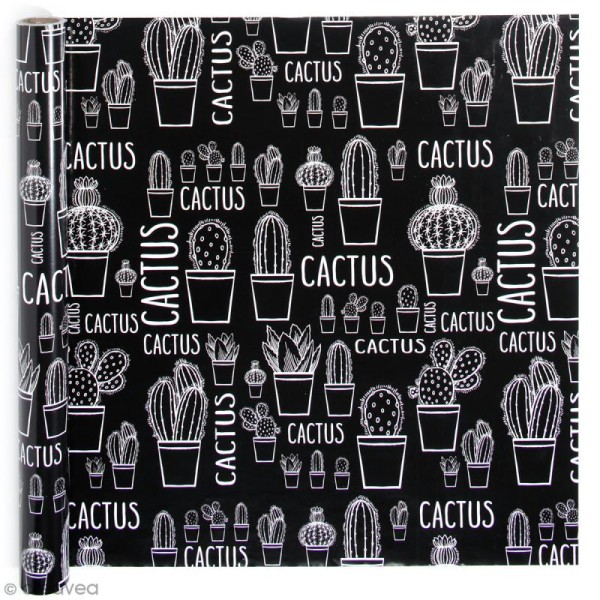 Rouleau papier cadeau - Cactus blancs - 50 cm x 5m - Photo n°1