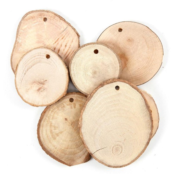 Rondelles de bois décoratives - 4 à 7 cm - 25 pcs - Photo n°1
