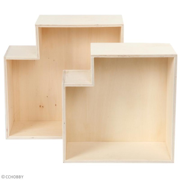 Etagères Géométriques en bois à décorer - 27 et 31 cm - 2 pcs - Photo n°2