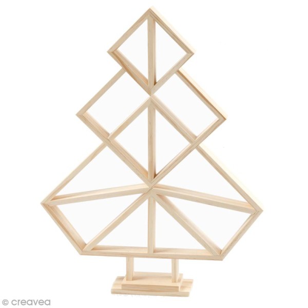 Sapin géométrique en bois à décorer - 31 x 40 cm - Photo n°1