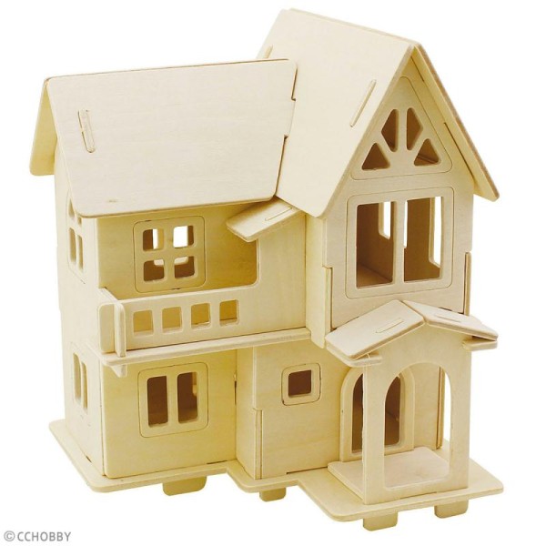 Puzzle 3D à décorer - Maison avec balcon - 18,5 x 19 cm - Photo n°2