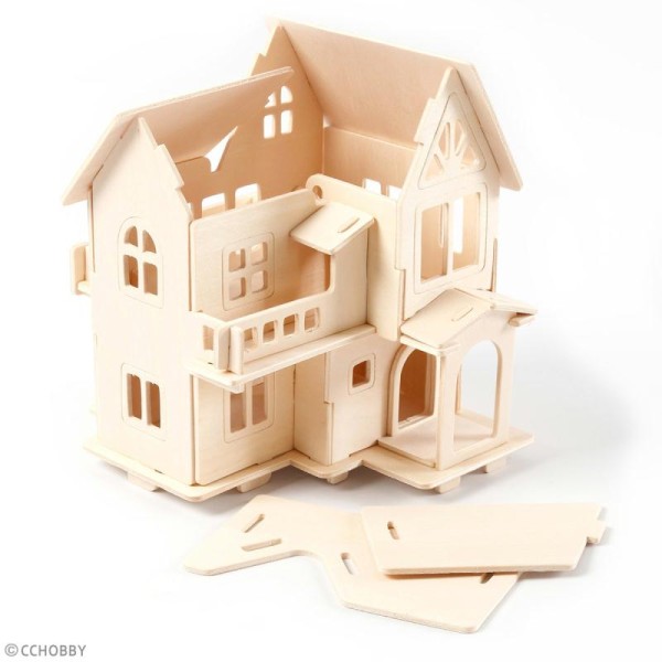 Puzzle 3D à décorer - Maison avec balcon - 18,5 x 19 cm - Photo n°4