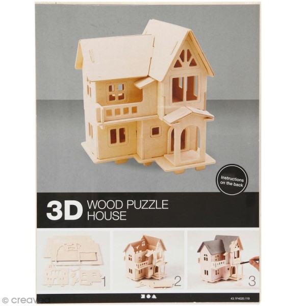 Puzzle 3D à décorer - Maison avec balcon - 18,5 x 19 cm - Photo n°1
