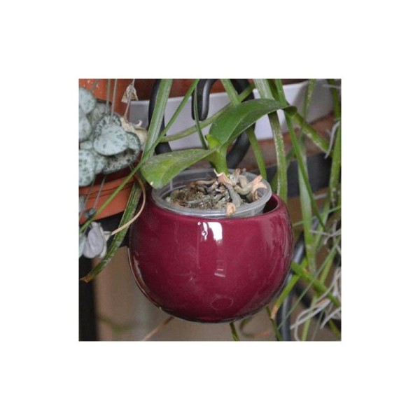 Mini cache-pot aimanté aubergine.  diamètre global environ 8 cm, intérieur environ 6.5 cm - Photo n°1