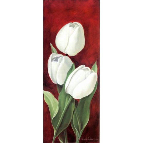 Image 3D Fleur - 3 tulipes blanches 20 x 50 cm - Photo n°1
