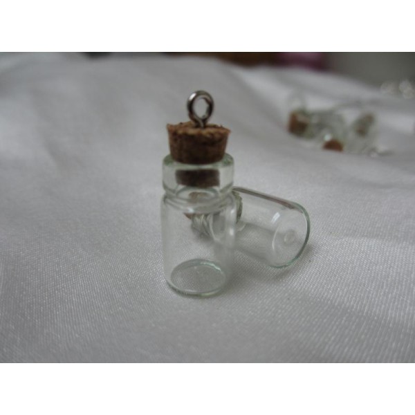 Fiole verre avec piton,mini flacon,18mm*10mm,bouchon liège pour pendentif/breloque - Photo n°2
