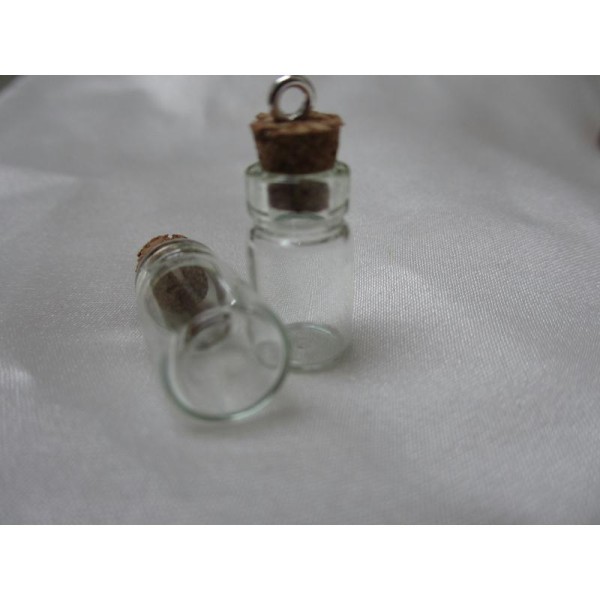 Fiole verre avec piton,mini flacon,18mm*10mm,bouchon liège pour pendentif/breloque - Photo n°3
