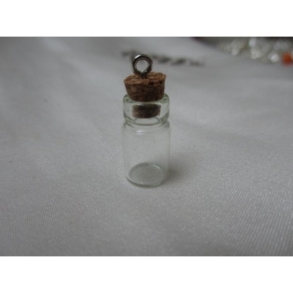 Fiole verre avec piton,mini flacon,18mm*10mm,bouchon liège pour pendentif/breloque - Photo n°1