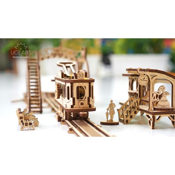 Ligne de Tram – Puzzle 3D Mécanique en bois – Ugears France - Photo n°1