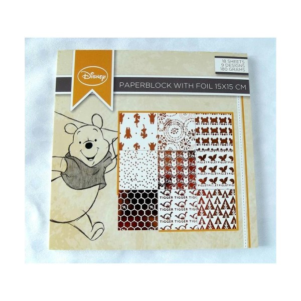 Bloc papier Disney foil - 15 x 15 cm - Winnie L'ourson - Photo n°1