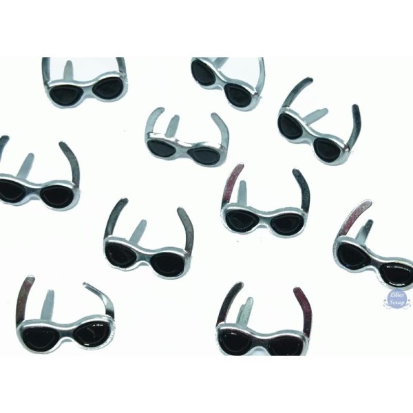 6 Attaches parisiennes lunettes de soleil noires brads scrapbooking - Photo n°2