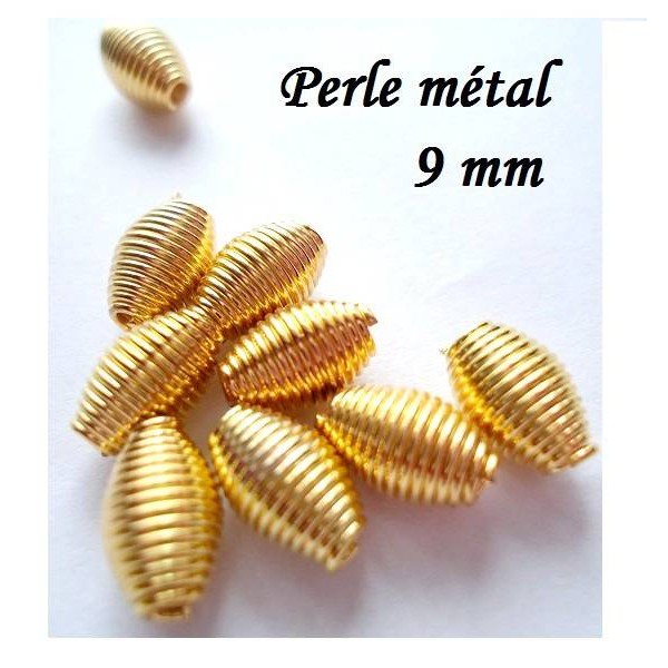 LOT 50 Perles 9 mm en métal doré - ressort - Photo n°1