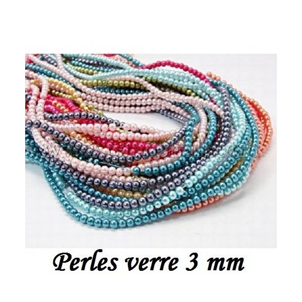 LOT de 50 Perles Verre COLORIS AU CHOIX 3 mm - Photo n°1