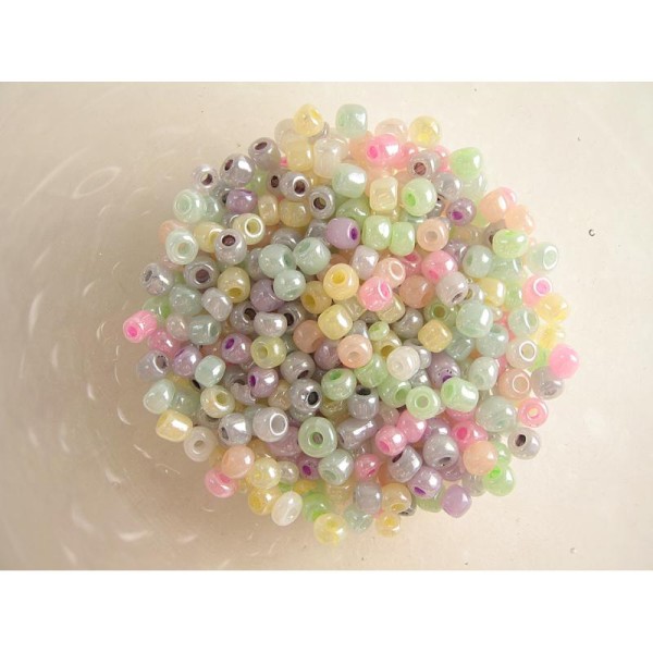 20G Perles rocaille multicolore nacré 6/0 (4mm) - Photo n°1