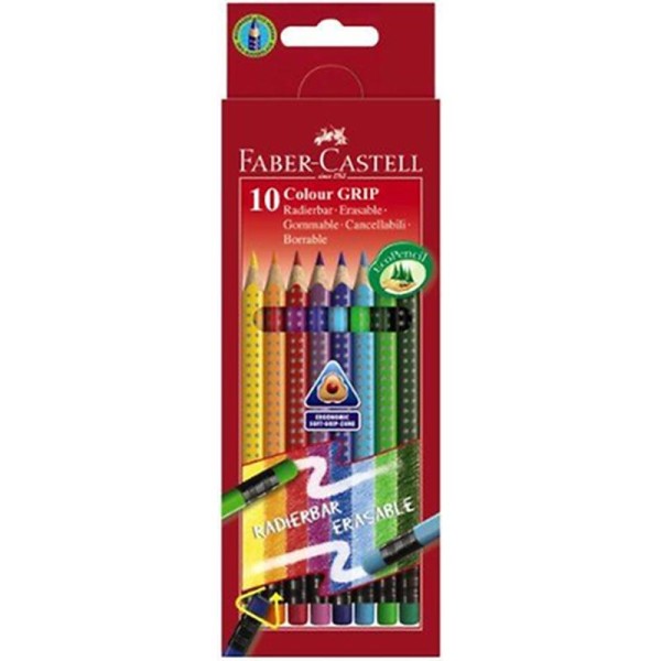 Faber Castell - 116613 - 10 crayons de couleur effaables Colour Grip Import Allemagne - Photo n°1