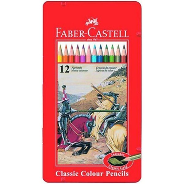 Faber-Castell Classic Crayons de couleur Boîte métal de 12 (Import Royaume Uni) - Photo n°1