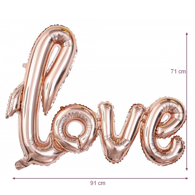 Ballon aluminium Mylar Love couleur Rose Gold, dim. 91 x 71 cm, ballon doré  gonflable pour mariage - Décoration mariage - Creavea