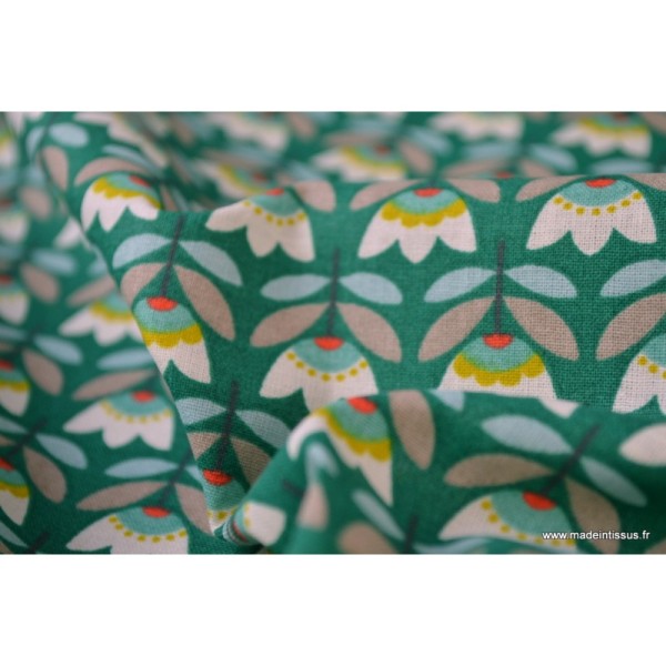 Tissu Cretonne coton imprimé fleurs SVEN - Photo n°4