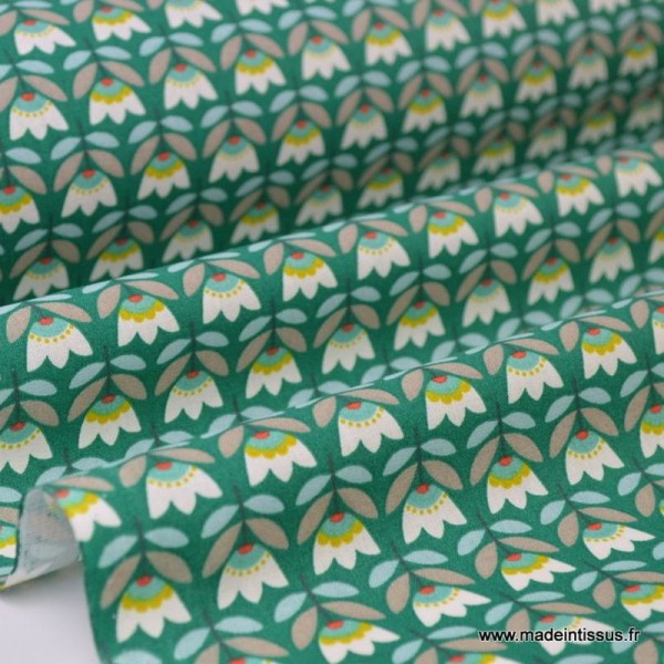 Tissu Cretonne coton imprimé fleurs SVEN - Photo n°1