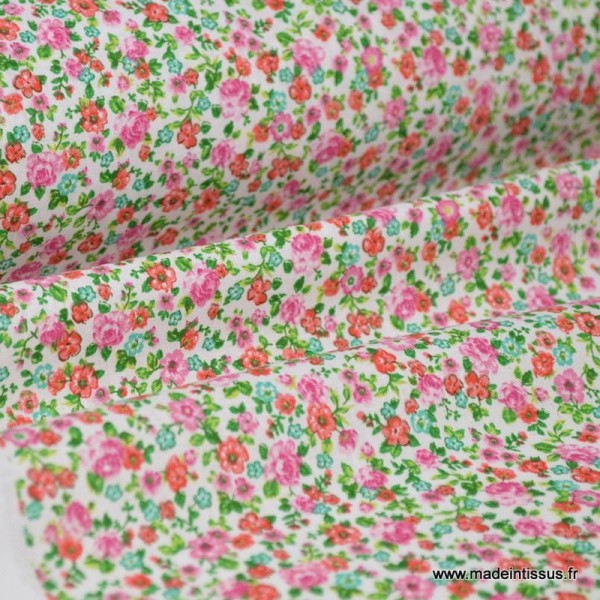 Tissu Cretonne coton imprimé fleurettes LISE - Photo n°1