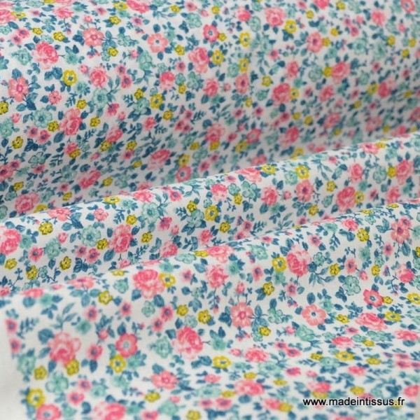 Tissu Cretonne coton imprimé fleurettes LISE - Photo n°1