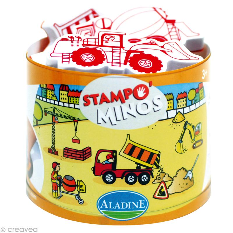Kit 10 tampons enfant Stampo'minos Chantier - Tampon enfant - Creavea