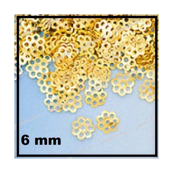 LOT de 20 Coupelles Perles calottes Fleurs en métal doré / or 6 mm - Photo n°1