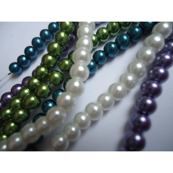 LOT de 50 Perles Verre COLORIS AU CHOIX 4 mm ( vert, violet, bleu) - Photo n°2