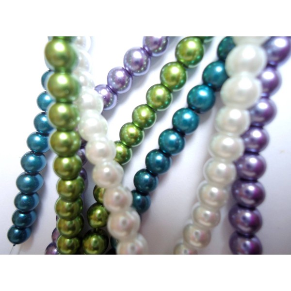 LOT de 50 Perles Verre COLORIS AU CHOIX 4 mm ( vert, violet, bleu) - Photo n°1