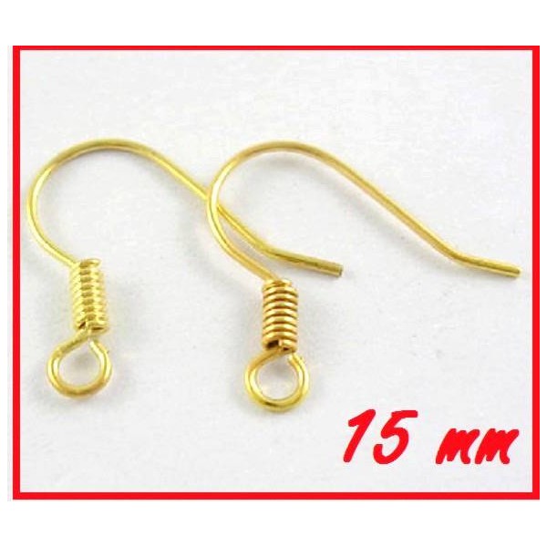 100 Crochets Support boucle d'oreilles 15 mm dorés - or - Photo n°1