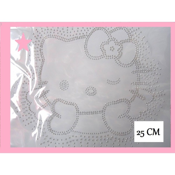 GRAND thermocollant Chaton Strass Argentés 25 cm   - Customisation textile à repasser - CHAT - Photo n°2