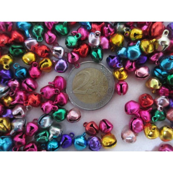 Grelots clochettes,9mm*8mm*7mm,mixe couleurs,50 pièces,aluminium pour décoration,bijoux et  fêtes - Photo n°3