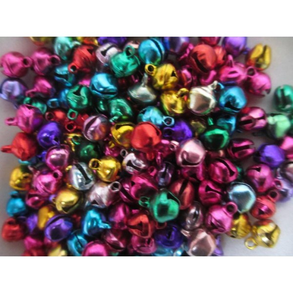 Grelots clochettes,9mm*8mm*7mm,mixe couleurs,50 pièces,aluminium pour décoration,bijoux et  fêtes - Photo n°4