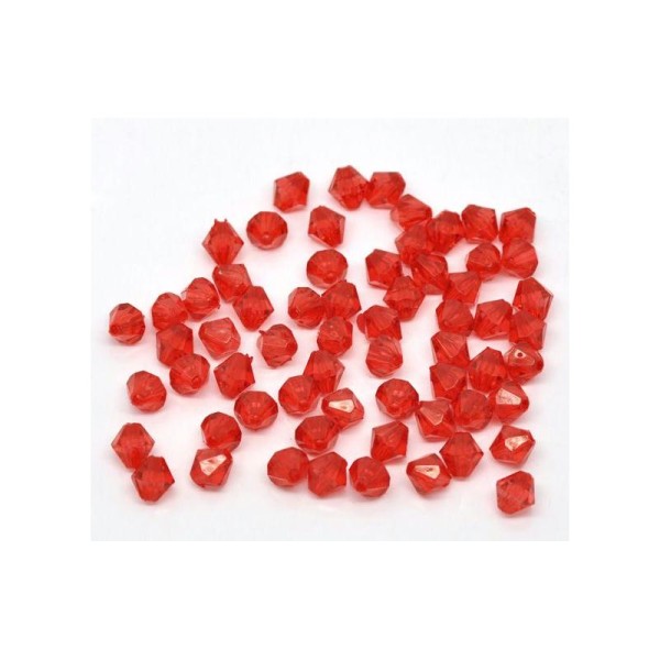20 Perles Rouge Intercalaires Bicone toupie Acrylique 8mm x 8mm Creation bijoux, Collier, Bracelet - Photo n°3