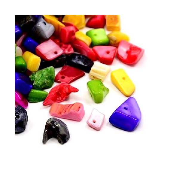 20 Perles en verre CHIPS de forme irrégulière multicolores - Photo n°1