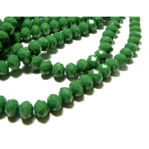 1 fil d'environ 70 perles à facettes RONDELLES en verre 10 par 8mm Vert Foret F00110826 - Photo n°1