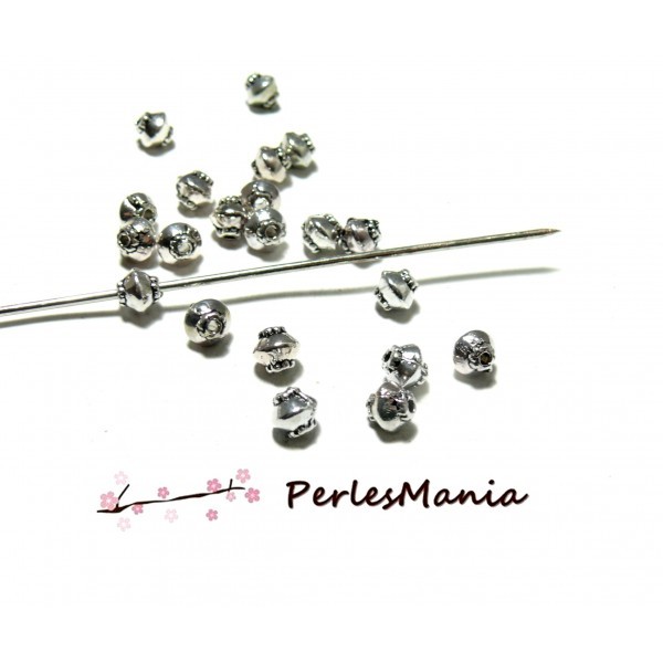 PAX 100 perles METAL intercalaires Toupies 5mm Ethnique Argent Platine P11256Y - Photo n°1