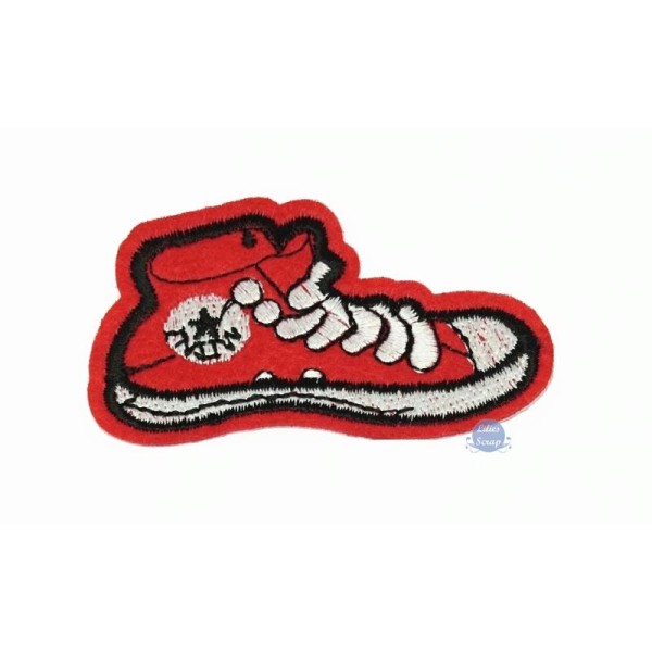 Ecusson brodé basket rouge chaussure montante patch thermocollant 6,5 cm - Photo n°2