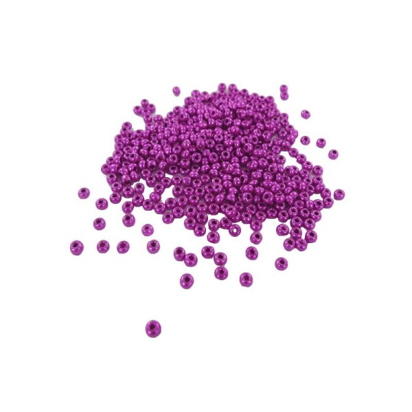 Perles de rocailles en verre 7° (ø 03,5 mm) Coloris rose Métallisé - Boîte de 15 grs - Photo n°1